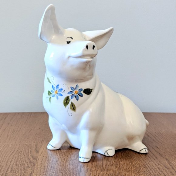 Vintage Other - Vintage Large Pottery Piggy Bank Handpainted